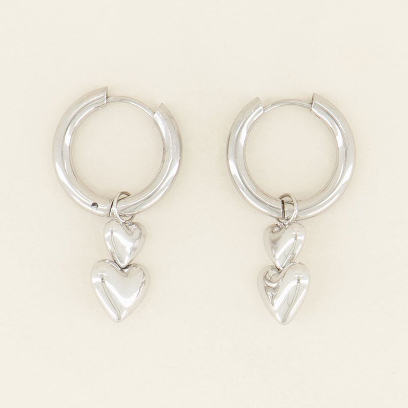 Double Heart Earrings – Stainless Steel - Musgo Bazar