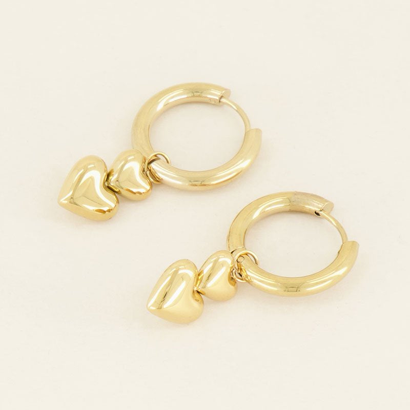 Double Heart Earrings – Stainless Steel - Musgo Bazar