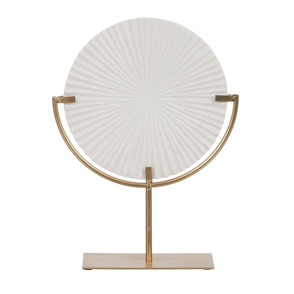 FIGURE CIRCLE WHITE - GOLD RESIN 28 X 10 X 38 CM - Musgo Bazar