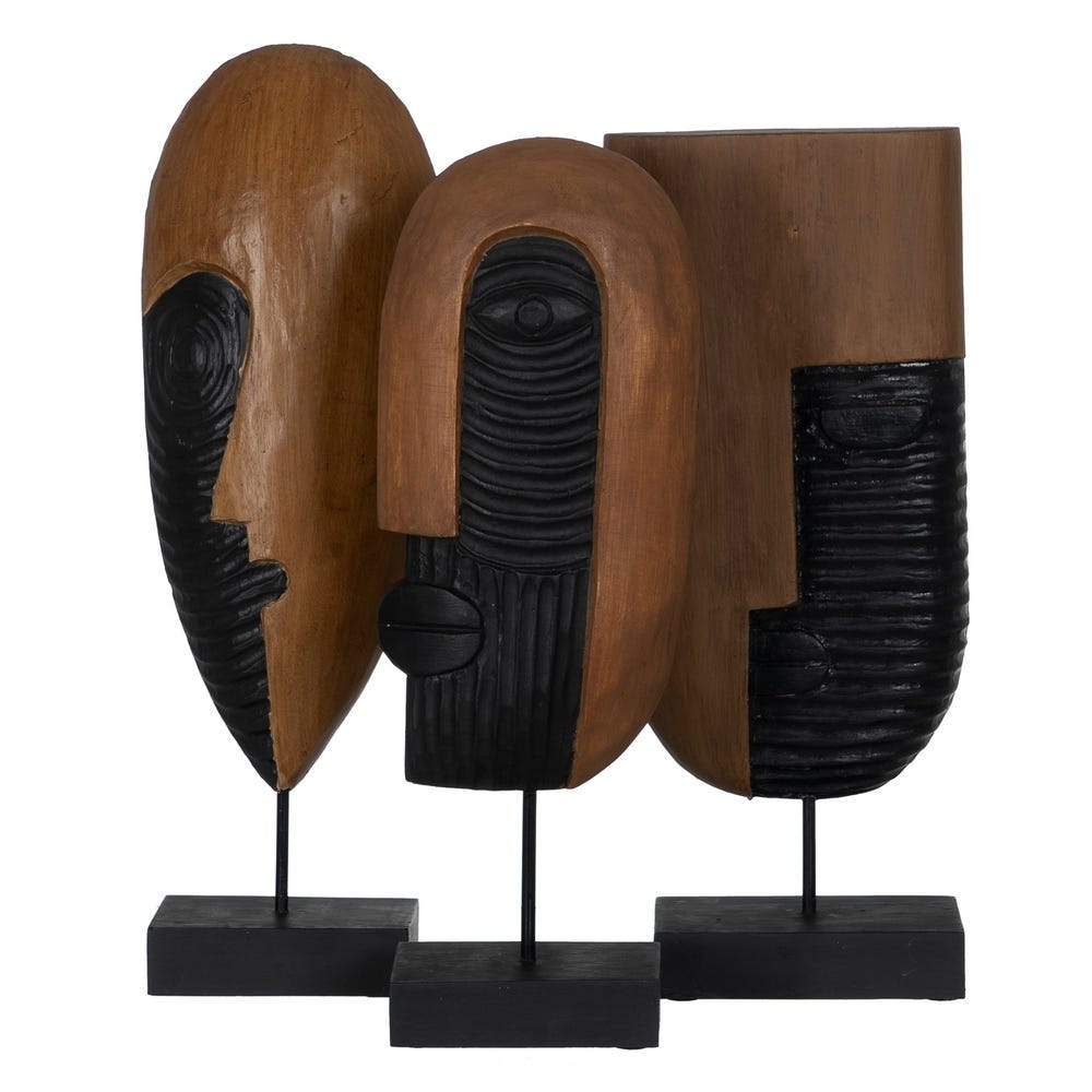 FIGURE MASK WOOD - IRON - Musgo Bazar