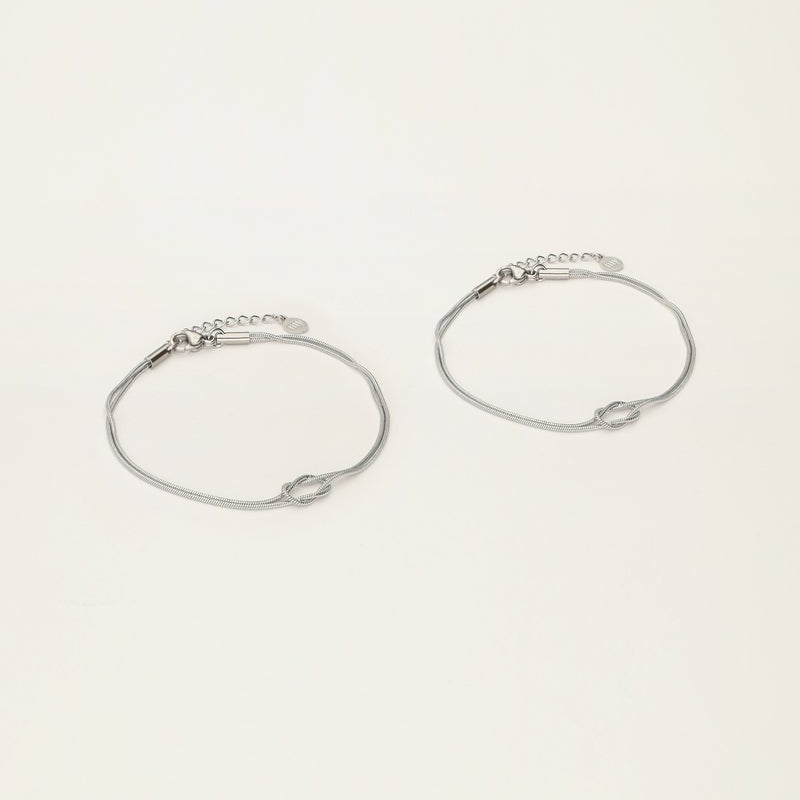 Forever Connected Bracelet Set – Minimalist Stainless Steel - Musgo Bazar