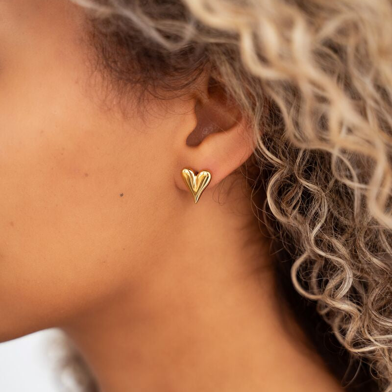 Heart Stud Earrings – Stainless Steel - Musgo Bazar