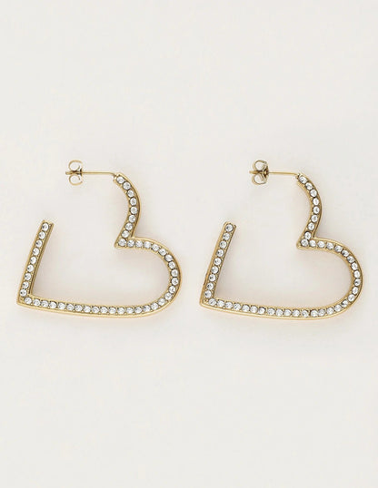 My Jewellery Starry Heart Earrings with Strass – Stainless Steel - Musgo Bazar