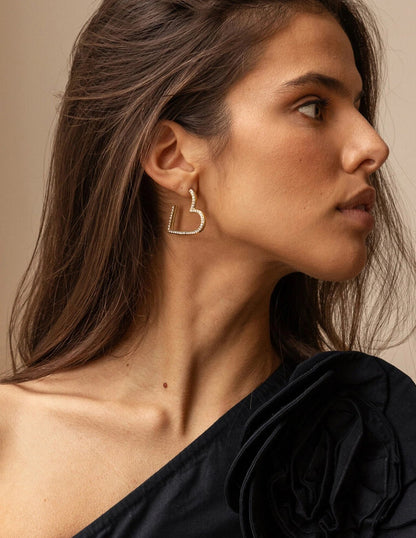 My Jewellery Starry Heart Earrings with Strass – Stainless Steel - Musgo Bazar