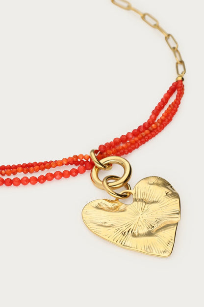 Nomads Chain Necklace with Heart and Beads - Musgo Bazar