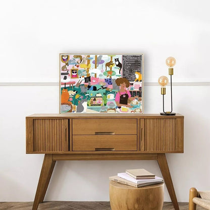 Puzzle - Cat Cafe - Cynthia Frenette - 1000 pieces - Musgo Bazar