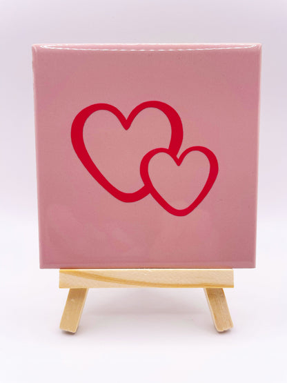 Quote Tile 'Double Heart' - Rosa - Musgo Bazar
