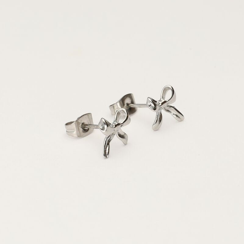 Small Bow Stud Earrings – Stainless Steel - Musgo Bazar