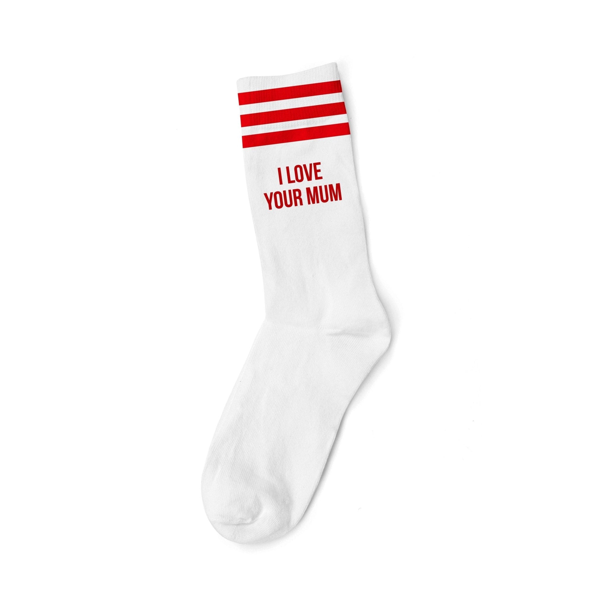 SOCKS Mothersocker White - I Love Your Mum - Red - Musgo Bazar