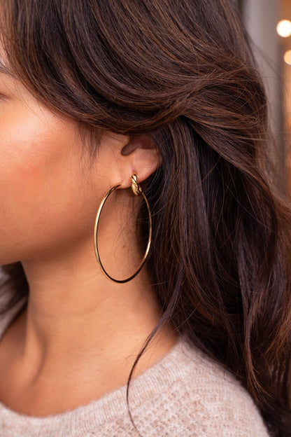 Thin Medium Hoop Earrings – Stainless Steel - Musgo Bazar