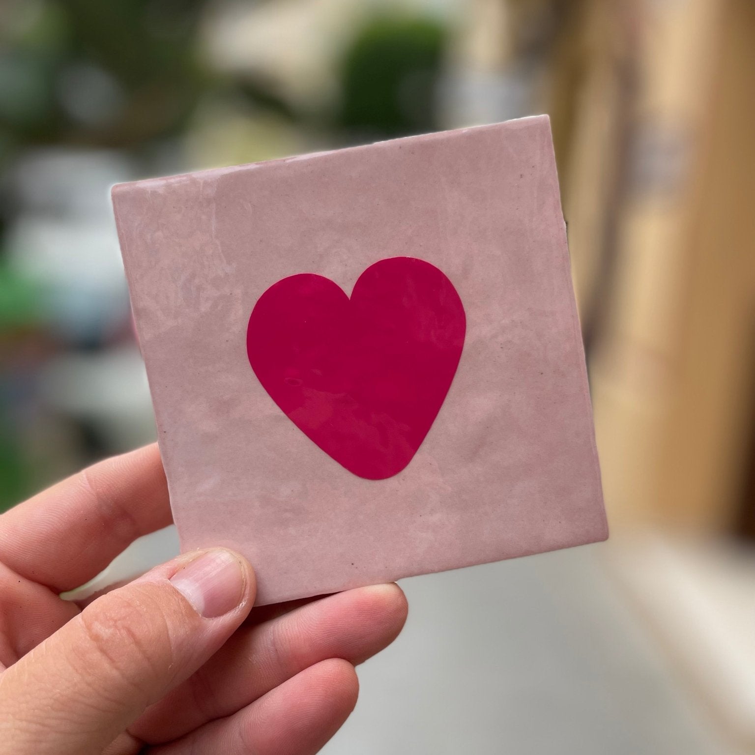 Tile with Print - Heart Lila - Musgo Bazar