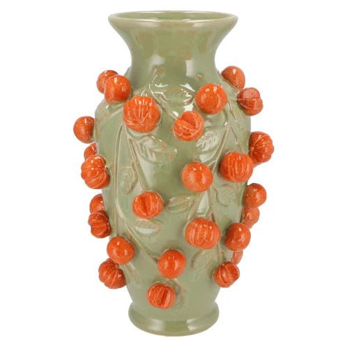 Vase - Fruit cilinder MANDARIN pistache 24x38cm - Musgo Bazar