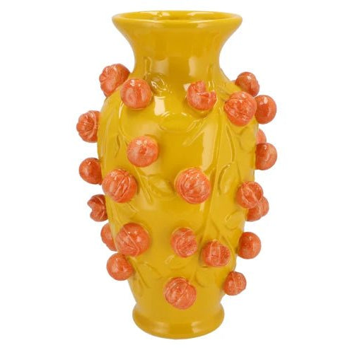 Vase - Fruit cilinder MANDARIN yellow 24x38cm - Musgo Bazar
