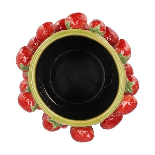 Vase - Fruit cilinder STRAWBERRY olive green 21x31cm - Musgo Bazar