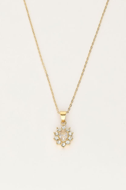 Vintage Necklace with Transparent Strass – Stainless Steel - Musgo Bazar